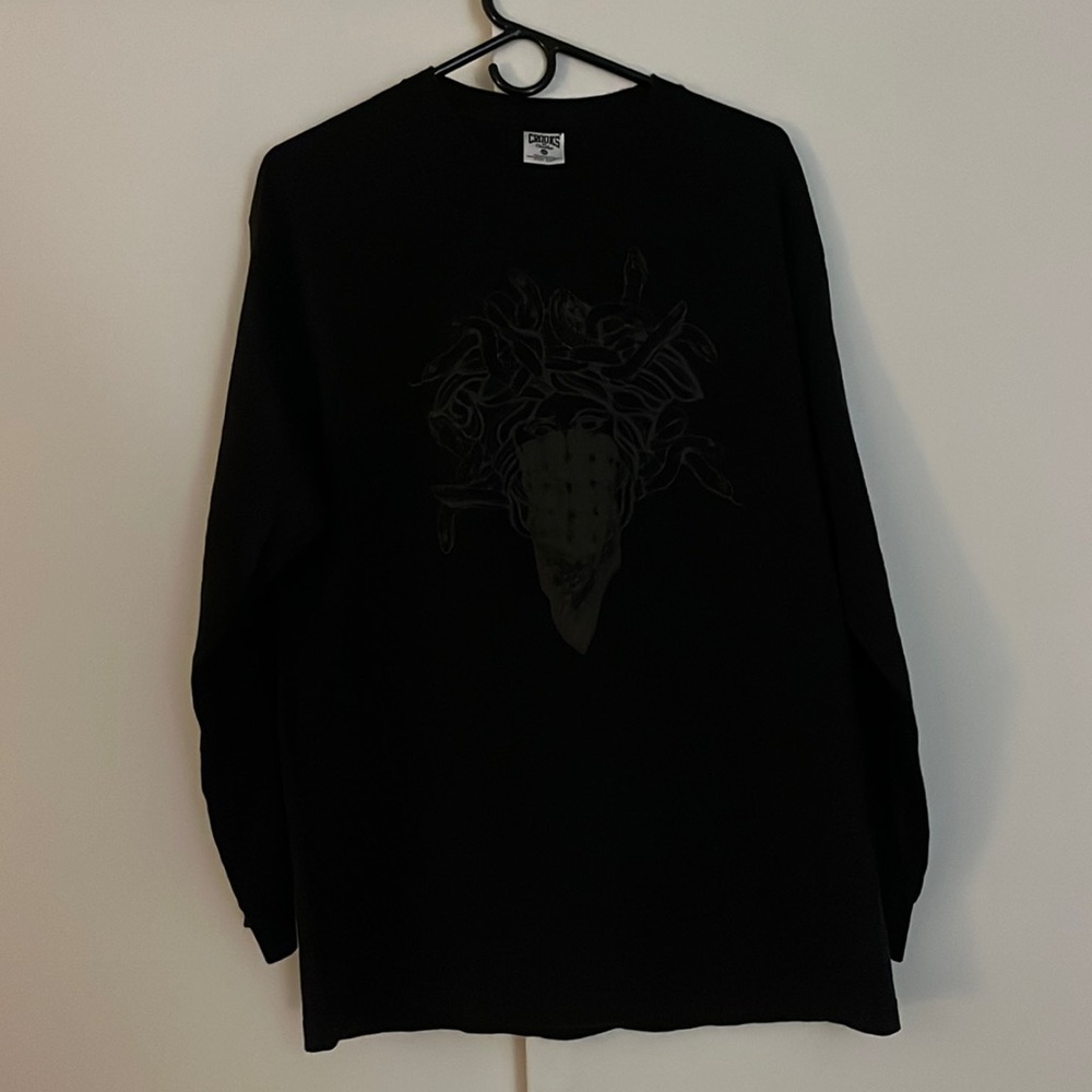 Men’s Crooks and castles long sleeve Medusa shirt all black size large